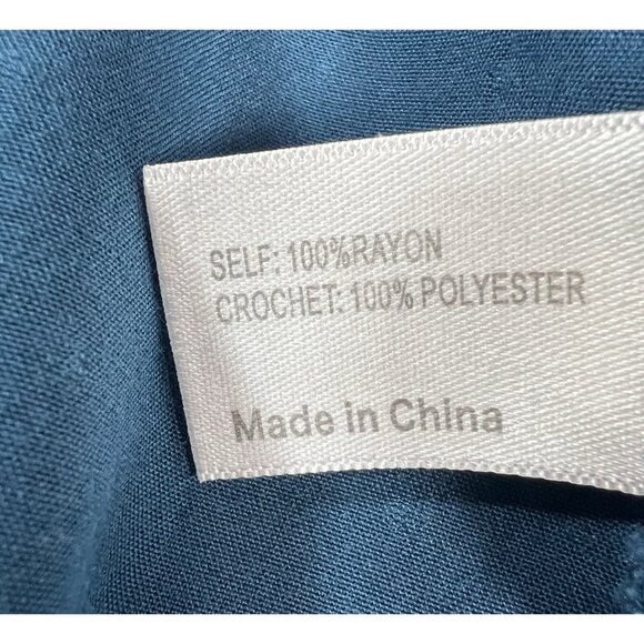 Lane Bryant Boho Peasant Shirt V Neck Button Lace Blue Plus Size 28 Top - Picture 11 of 11